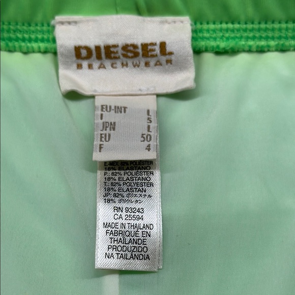 Diesel Green Swim Trunks with Adjustable Fit - Picture 3 of 6